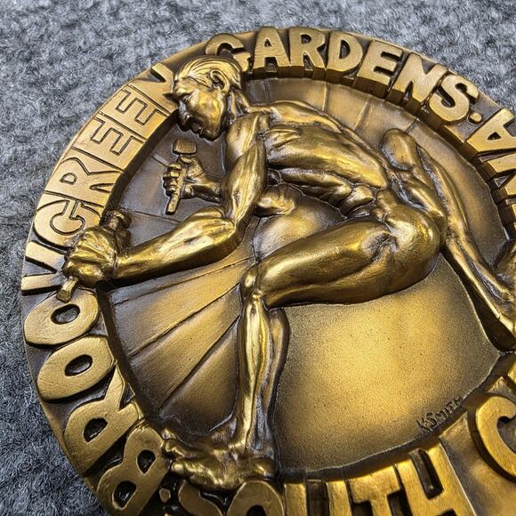 VTG Brookgreen Gardens Bronze Medal South Carolina Stone Carver and the Garden - Picture 9 of 11